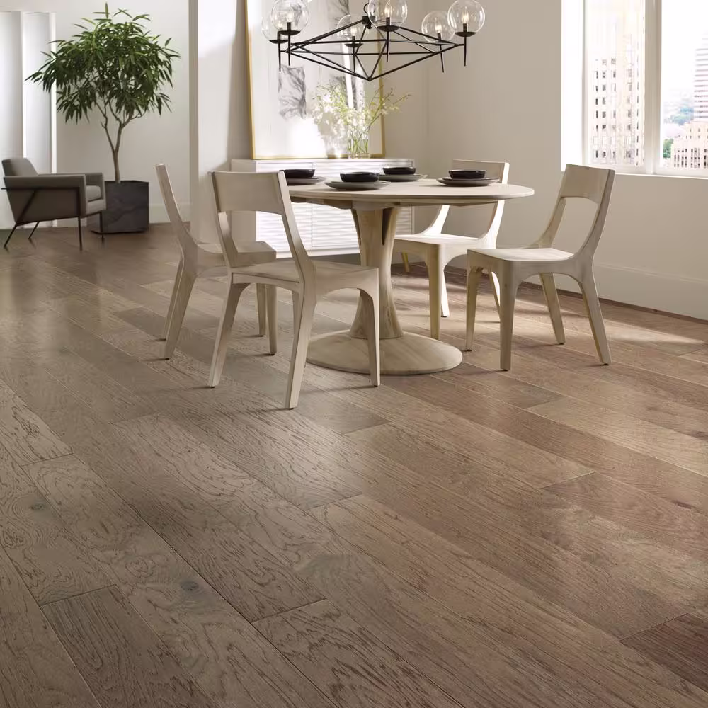 Shaw Hampshire Weathered Hickory 3/8 in T x 6.4 in W Water Resistant Wire Brush Engineered Hardwood Flooring (30.5 sqft/case)