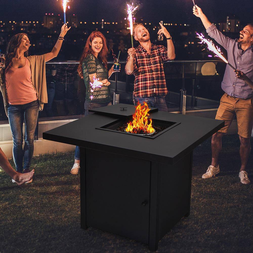 Gymax 32 in. Metal Patio Fire Pit Table Propane Heater 40,000 BTU with CSA Certification