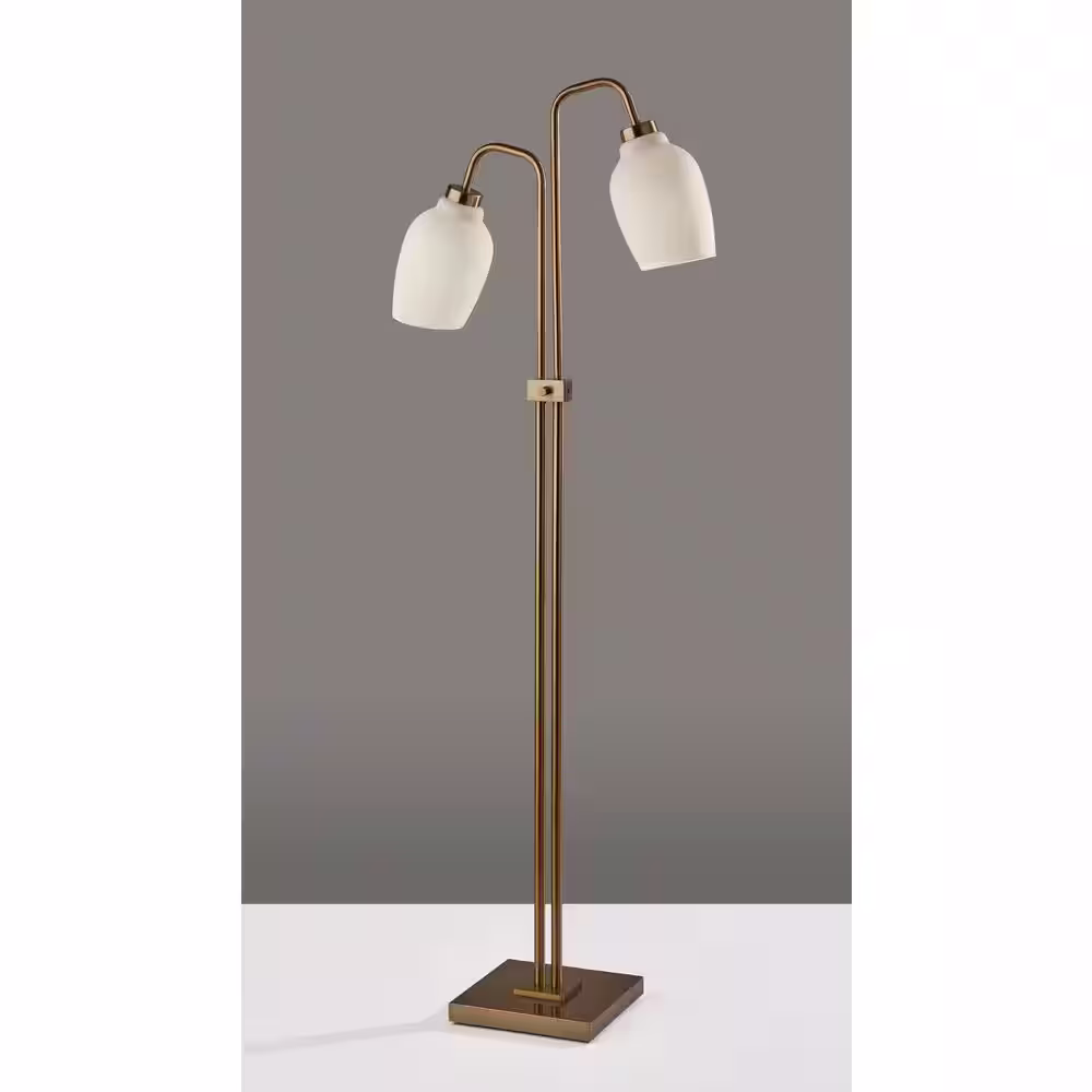 Adesso Clara 2-Light 61 in. Antique Brass Floor Lamps