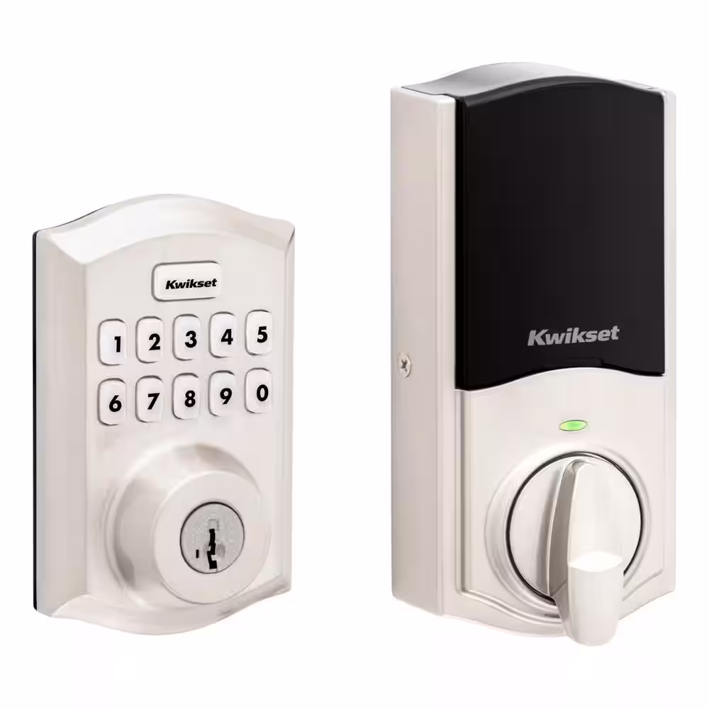 Kwikset Home Connect 620 Keypad 869 Traditional Satin Nickel Connected Smart Lock Deadbolt with Z-Wave-700 Feat SmartKey