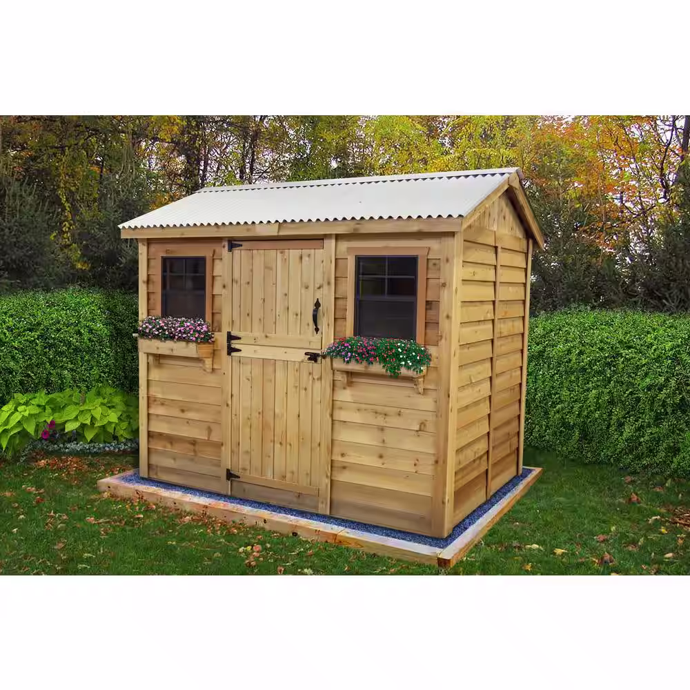 Outdoor Living Today Cabana 9 ft. W x 6 ft. D Cedar Wood Garden Shed with Metal Roof (54 sq. ft.)