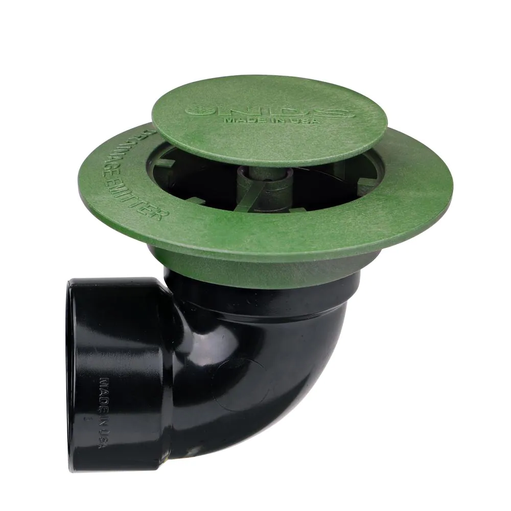 NDS Pop-Up Drainage Emitter with Elbow for 3 in. Drain Pipes, Green Plastic