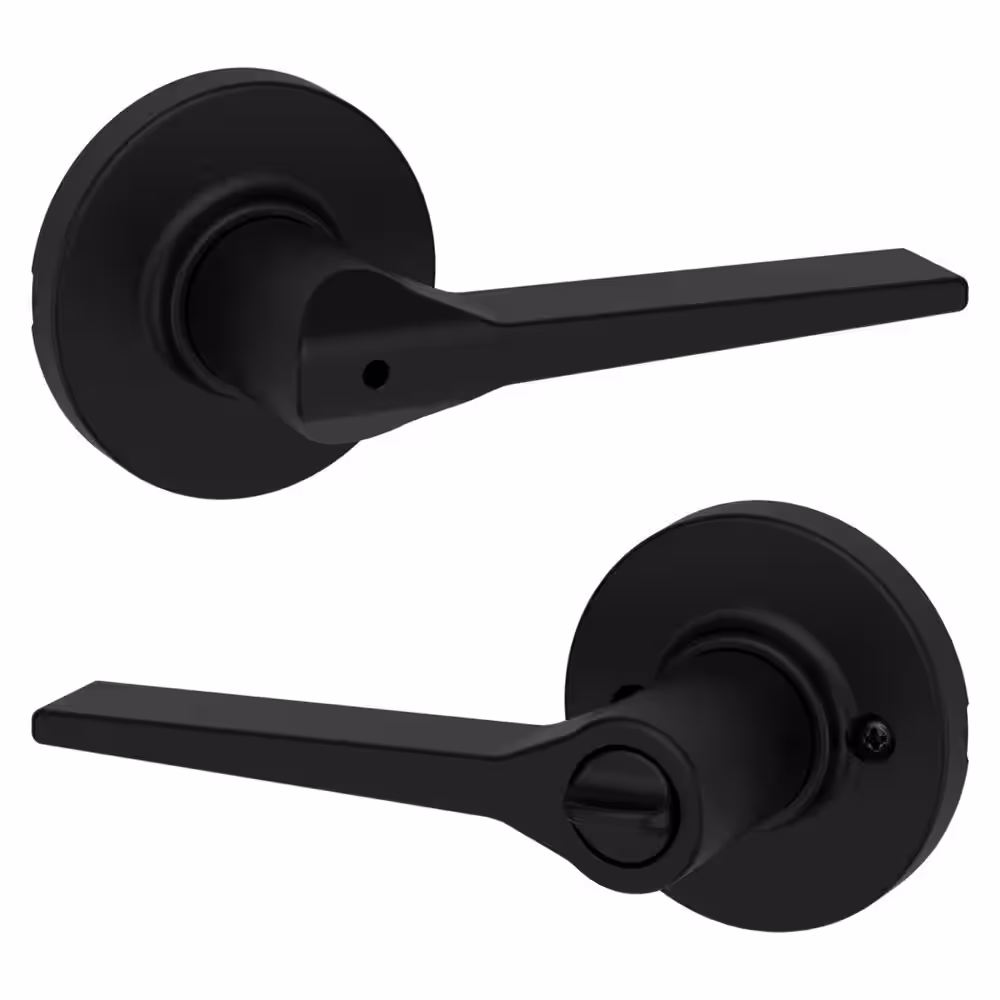 Kwikset Hollis Round Rose Matte Black Privacy Bed/Bath Door Lever