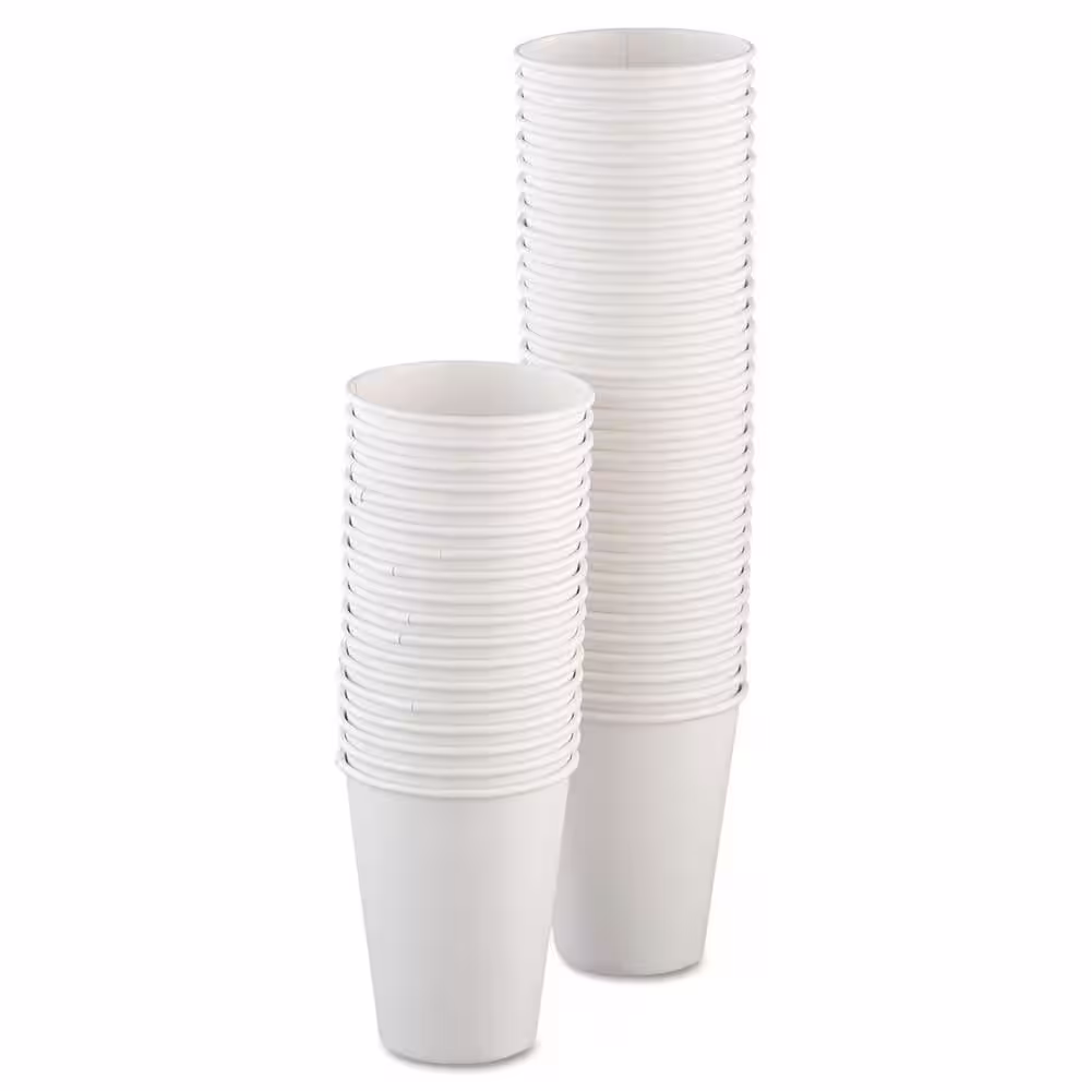 DART 12 oz. White Single-Sided Disposable Paper Cups, Hot Drinks (50/Bag, 20-Bags/Carton)