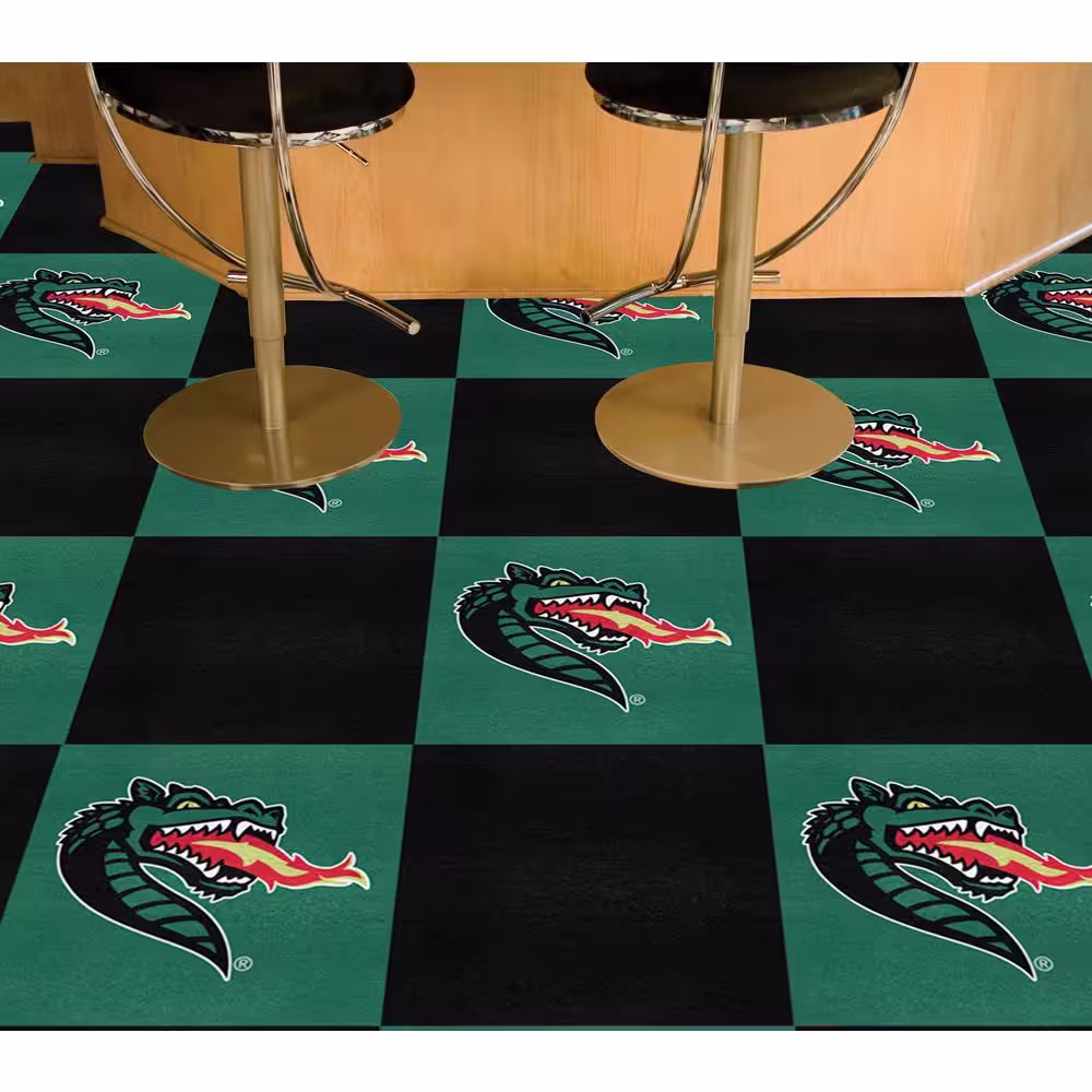 FANMATS UAB Blazers Team Green Residential 18 in. x 18 in. Peel and Stick Carpet Tile (20 Tiles/Case) (45 sq. ft.)