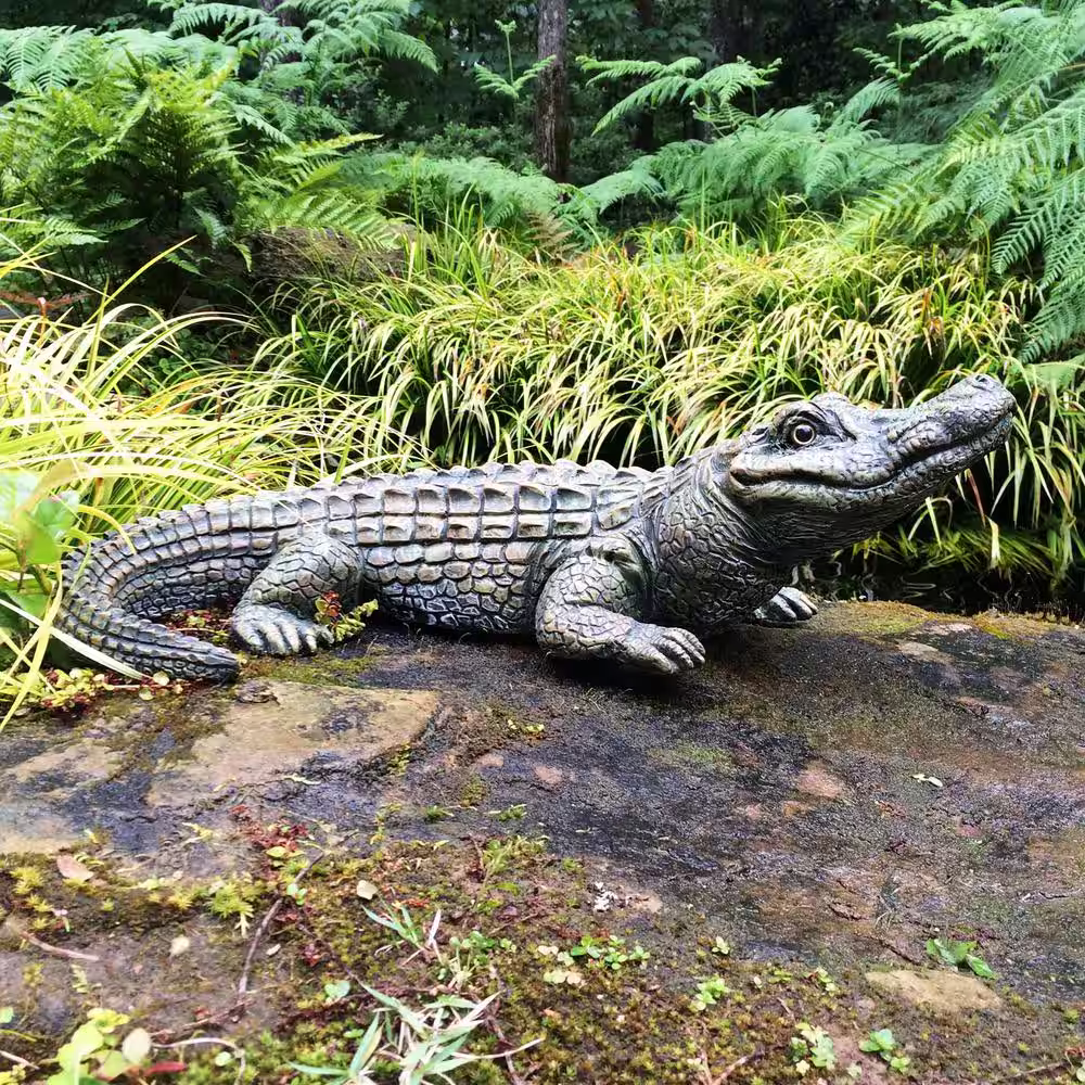 HOMESTYLES 22 in. Gator the Alligator Bronze Patina Collectible Beach Statue