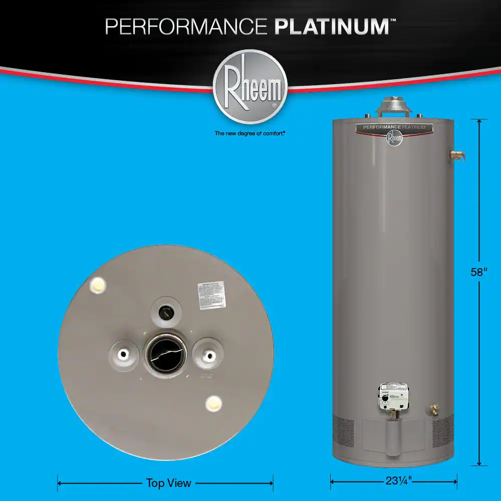Rheem Performance Platinum 55 Gal. Tall 12 Year 50,000 BTU Natural Gas Tank Water Heater