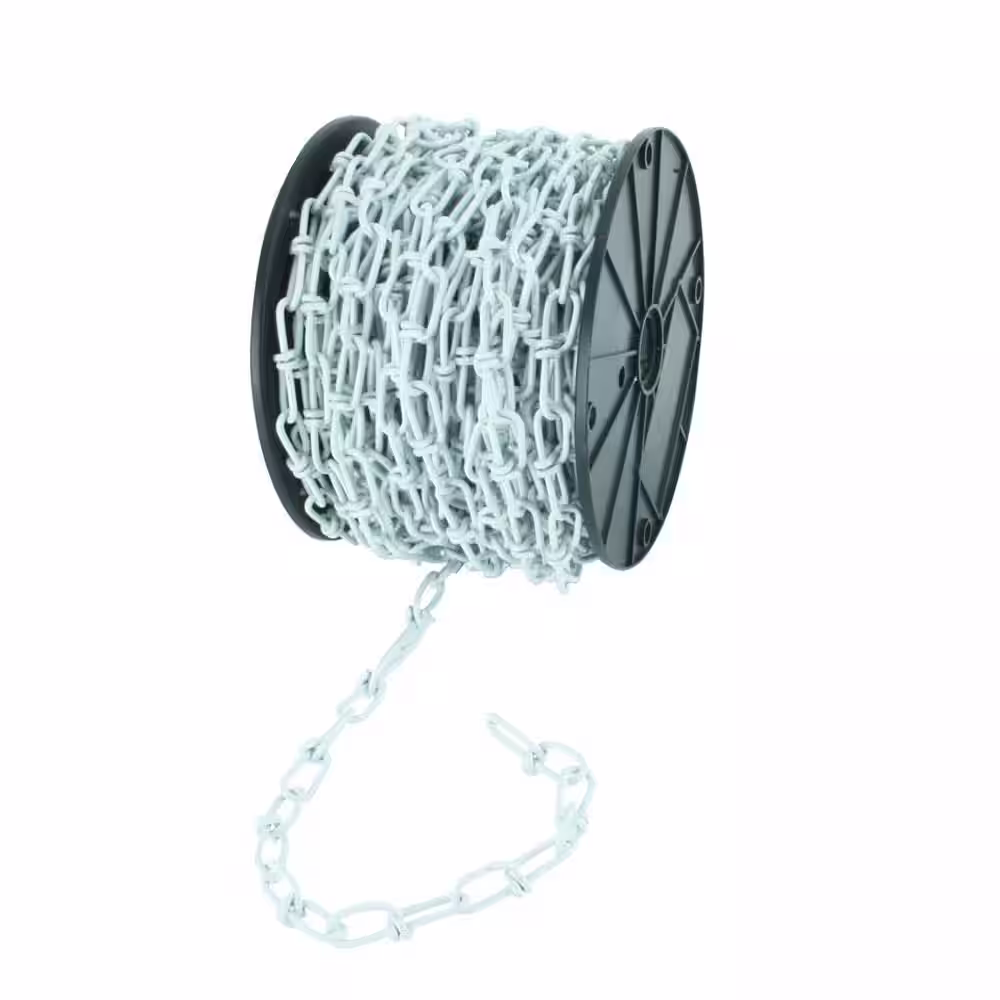 Everbilt #3 x 200 ft. Zinc Plated Steel Double Loop Chain, White