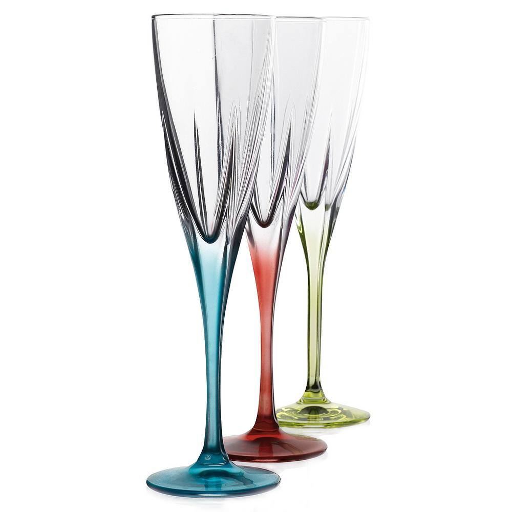 Lorren Home Trends Fusion Crystal Multicolor Champagne Set