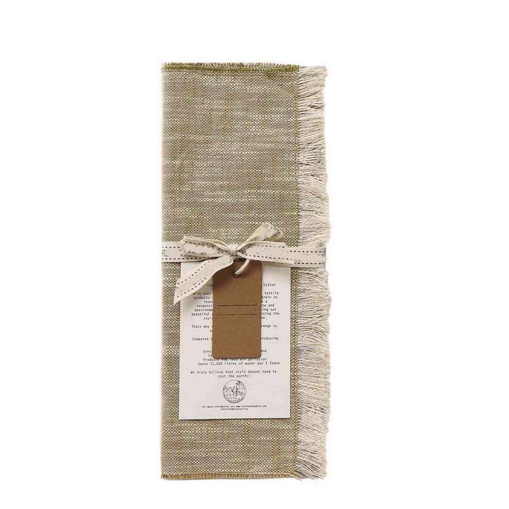 HomeRoots Amelia 13 in. W x 1 in. L Green Solid Cotton Table Runner Dull Green Woven Textured Placemats (Set of 8)