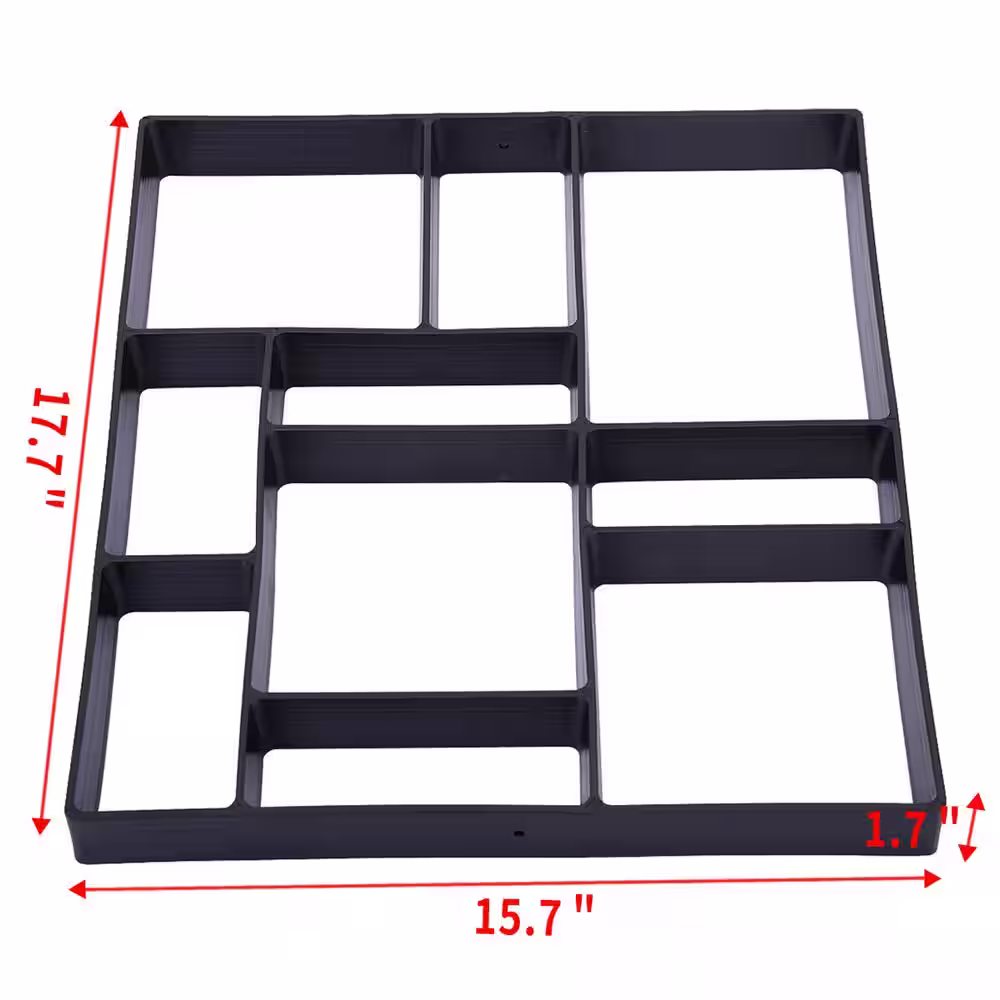 None 18 in. x 16 in. x 0.2 in. Black PP Concrete Edging Road Mould