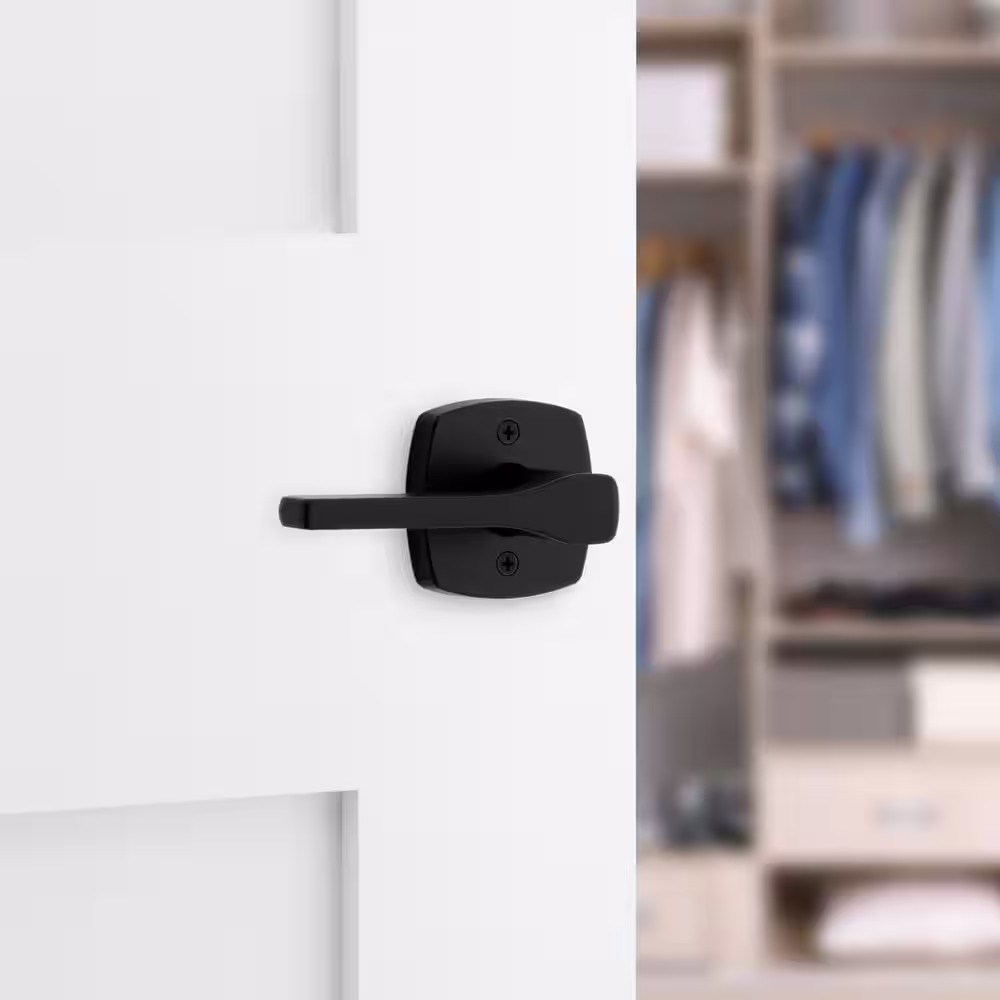 Kwikset Tripoli Matte Black Half Dummy Door Lever with Soft Modern Rose