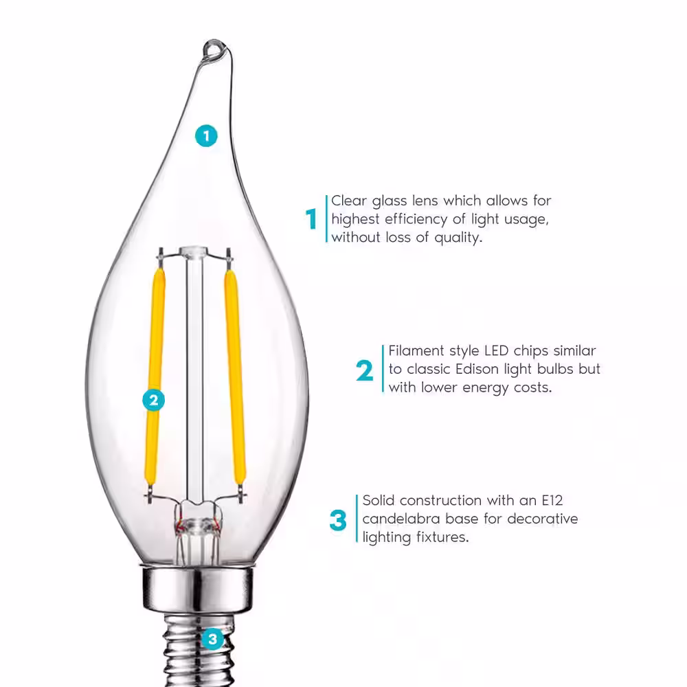 LUXRITE 40-Watt Equivalent CA11 Dimmable Edison LED Light Bulbs UL Listed 3000K Soft White (24-Pack)