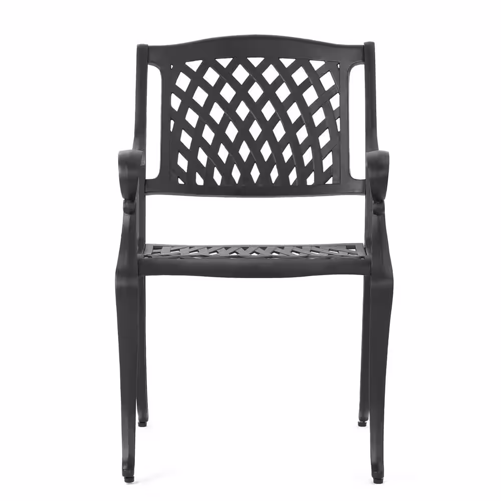 Noble House Hallandale Black 5-Piece Aluminum Square Outdoor Dining Set
