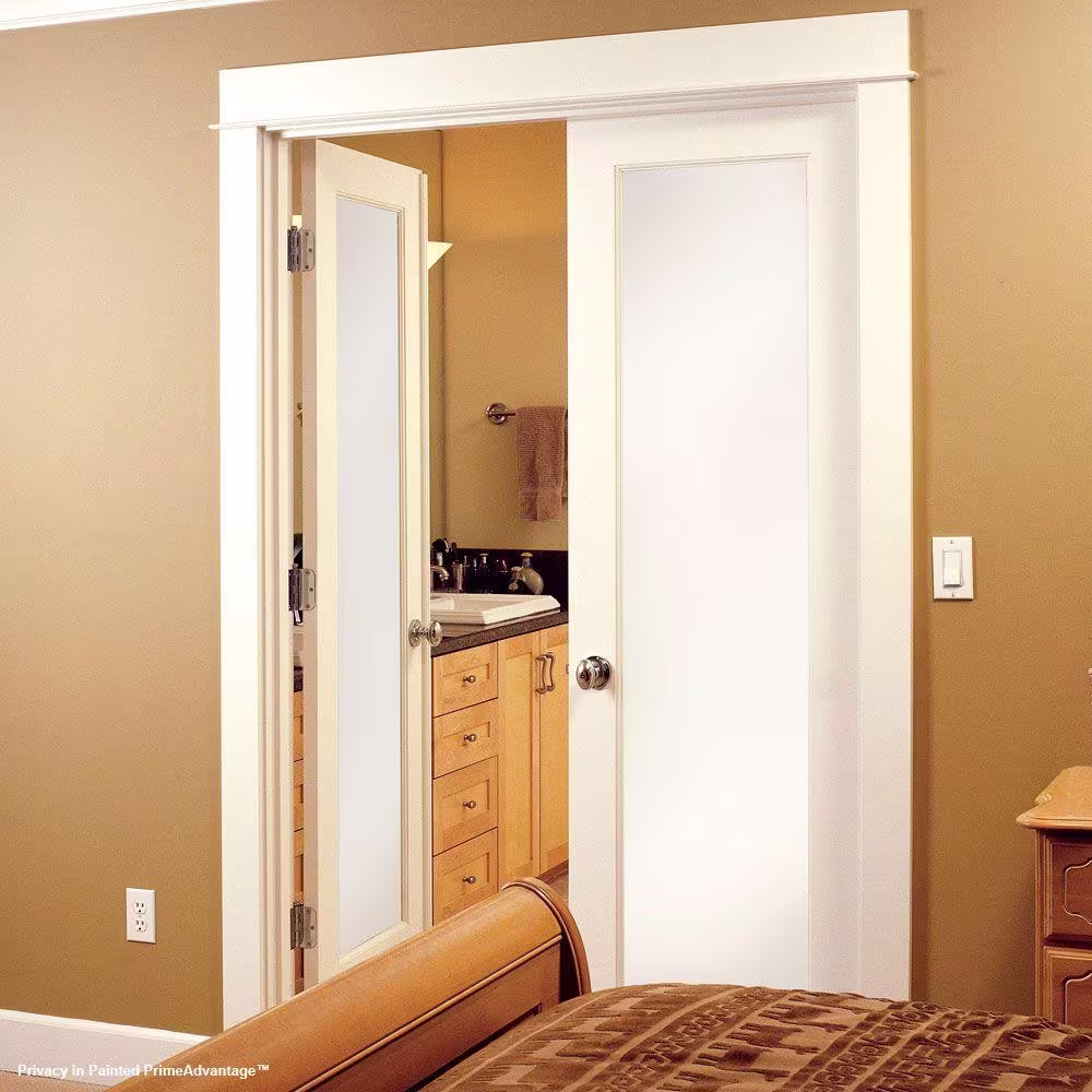 Feather River Doors Privacy Woodgrain 1 Lite Unfinished Cherry Interior Door Slab