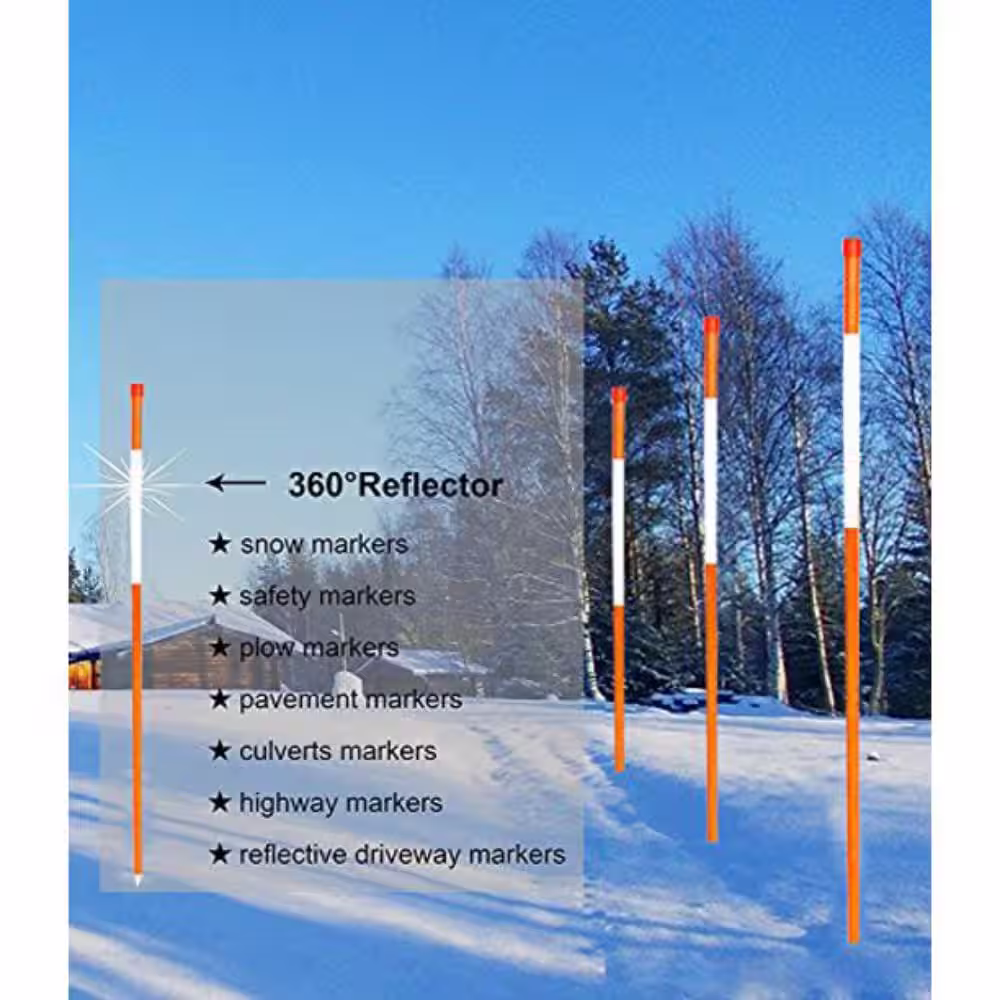 None 72 in. Hollow Reflective Driveway Markers for Easy Visibility at Night, Orange (20-Pack)