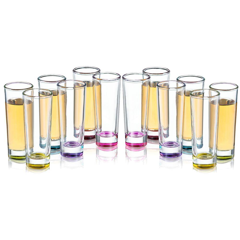 JoyJolt 2 oz. Hue Neon Colored Shot Glasses (Set of 12)