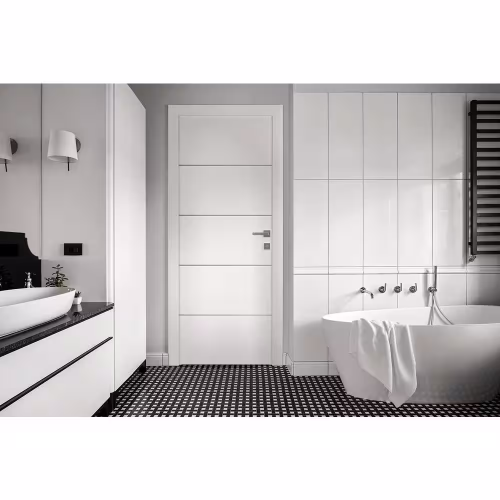 Belldinni 36 in. x 80 in. Smart Pro_4H Right-Hand Solid Composite Core Polar White Prefinished Wood Single Prehung Interior Door