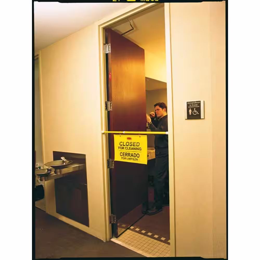 Rubbermaid Commercial Products Site Safety Hanging Sign with Multi-Lingual Closed for Cleaning Imprint