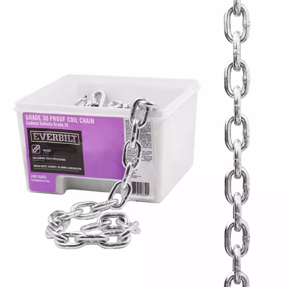 Everbilt 3/8 in. x 1 ft. Grade 43 Zinc Steel Plated Steel High Test Chain