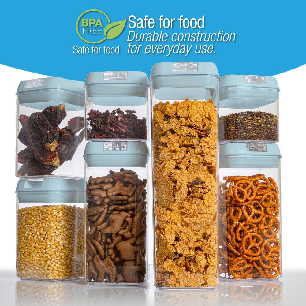 CHEER COLLECTION 7-piece Plastic Stackable Airtight Food Storage Container Set - Blue