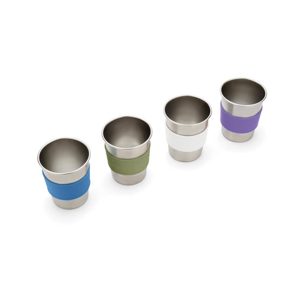 None Stainless Steel Cups 10 oz. White, Blue, Green, Purple (Set of 4)