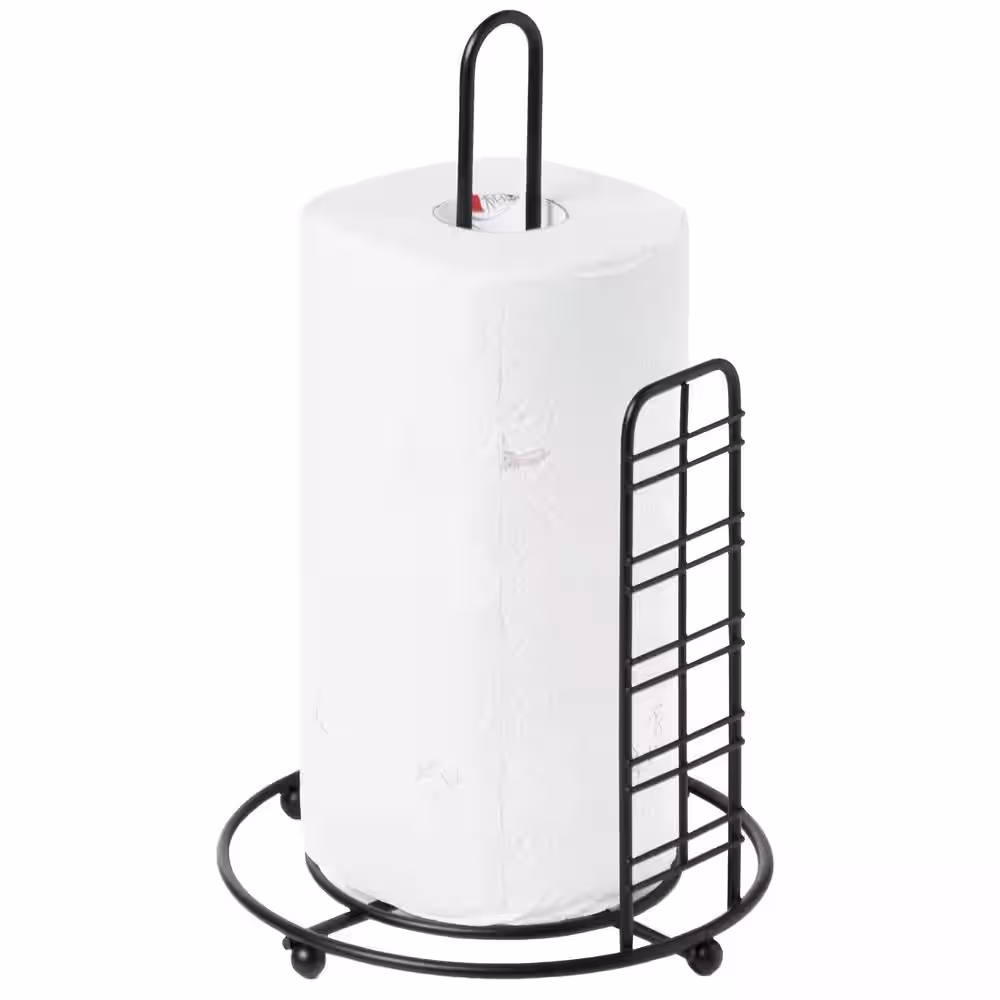 Basicwise Black Paper Towel Roll Holder Stand