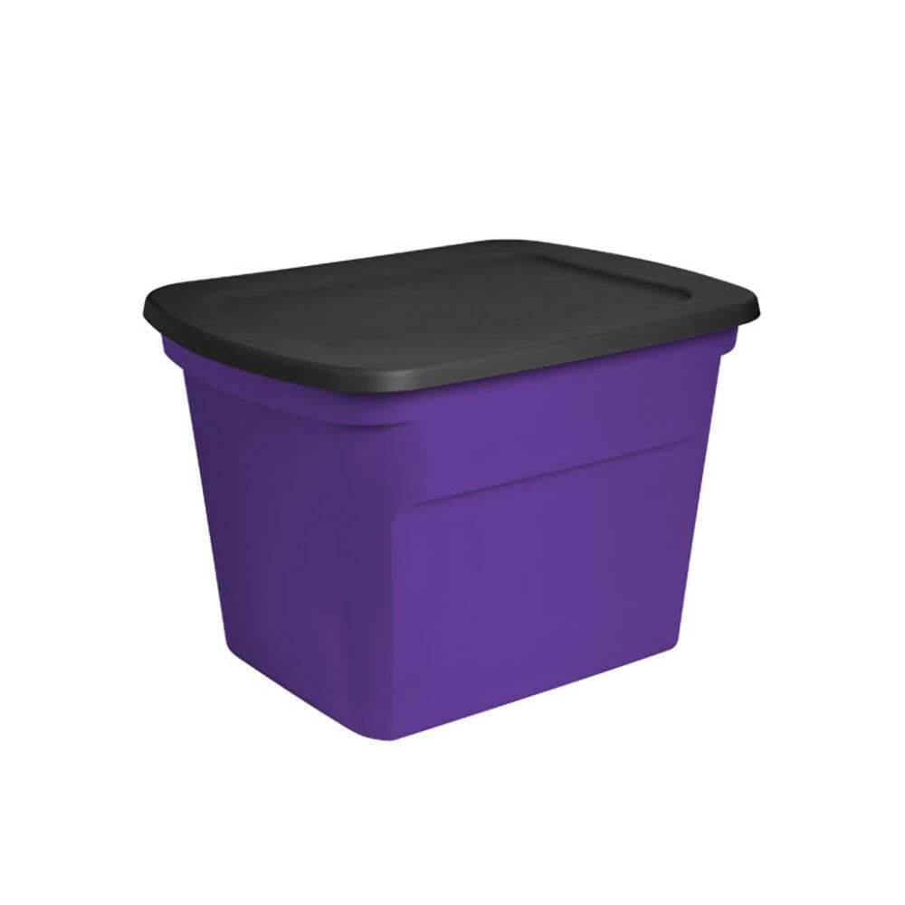 Sterilite Large 18 Gal. Opaque Plastic Storage Tote Bin with Lid, Purple, 8 Count