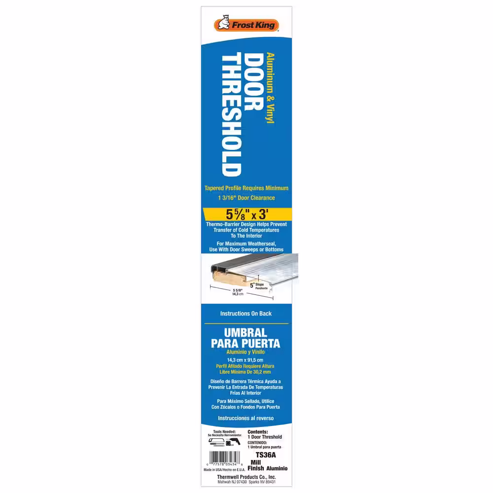 Frost King 5-5/8 in. x 3 ft. Silver& Brown Fixed Sill Threshold
