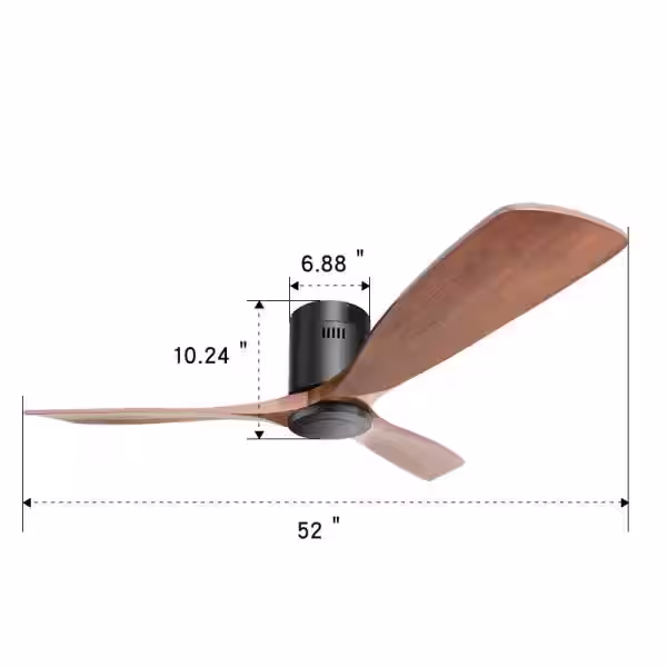 Clihome 52 in. Black Indoor Walnut Ceiling Fan with Remote Control and DC Motor