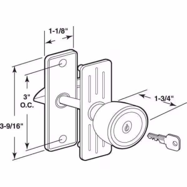 Prime-Line Tulip Knob Lock, Keyed, with 3 in. Hole Center, Aluminum