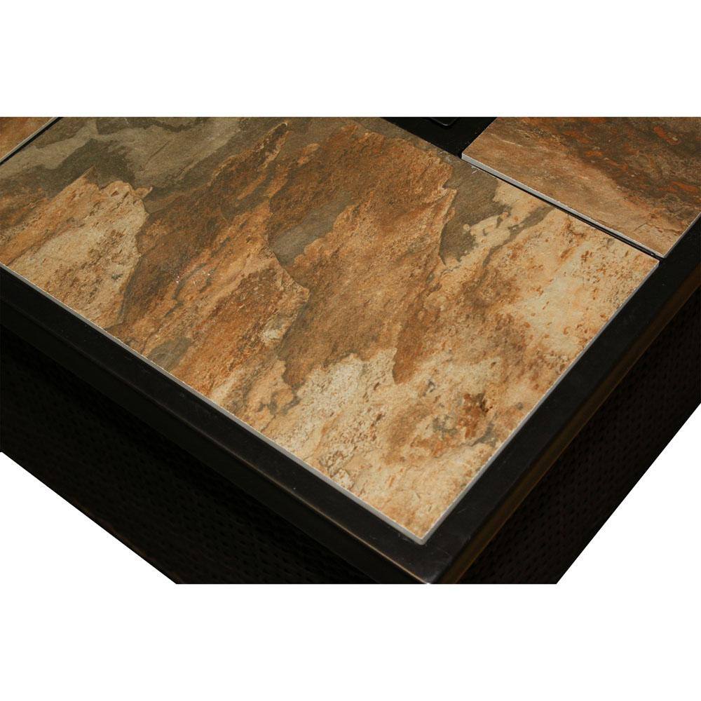 Cambridge 36 in. 40,000 BTU Woven Fire Pit Coffee Table with Porcelain Tile Top
