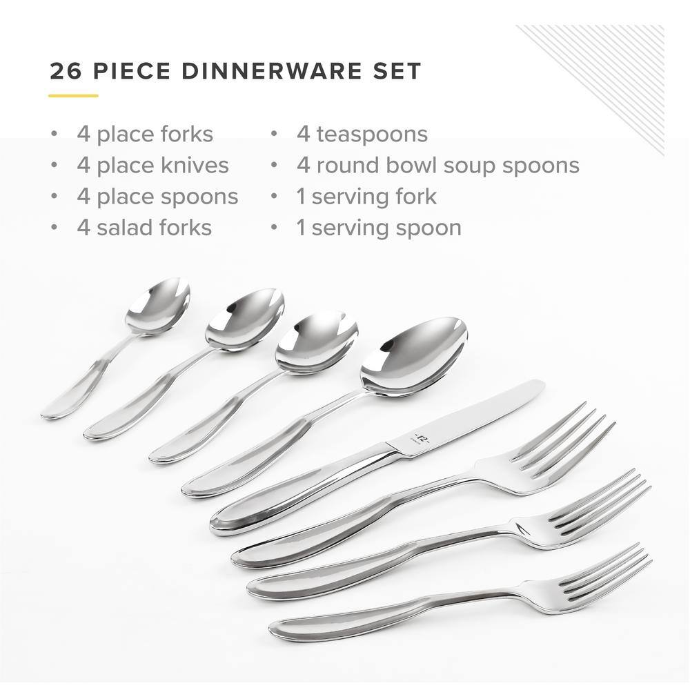 TABLE 12 26 Piece 18/10 Stainless Steel Flatware Set