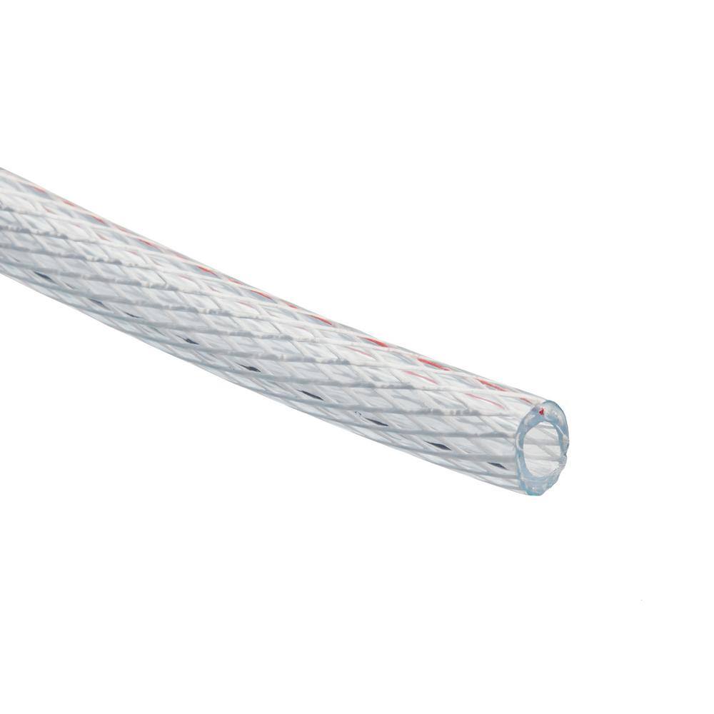 HYDROMAXX 1 in. I.D. x 1 1/4 in. O.D. x 50 ft. Braided Clear Non Toxic, High Pressure, Reinforced PVC Vinyl Tubing