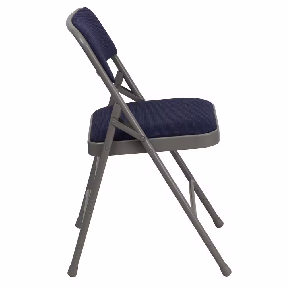 Carnegy Avenue Navy Fabric/Gray Frame Metal Folding Chair (2-Pack)