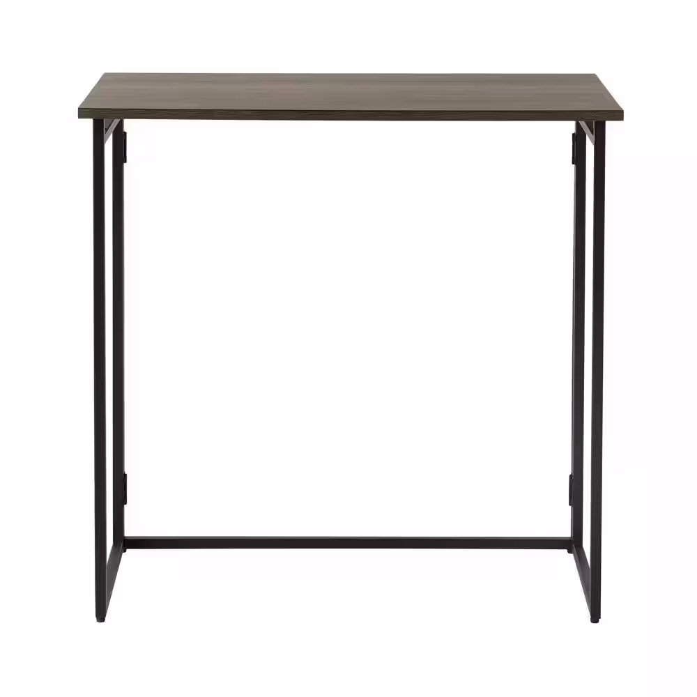 StyleWell 30 in. Rectangular Black Metal Folding Writing Desk with Grey Wood Top