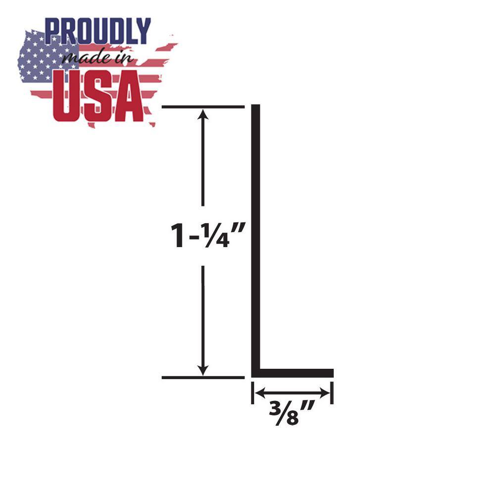 None 3/8 in. D x 1-1/4 in. W x 72 in. L White Styrene Plastic 90Â° Uneven Leg Angle Moulding 60 Lineal Feet (10-Pack)