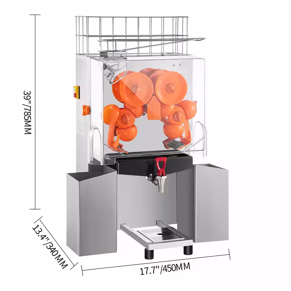 VEVOR 120-Watt Commercial Juicer Machine Stainless Steel Orange Squeezer with Pull Out Filter Box and Water Tap for Drink Shop