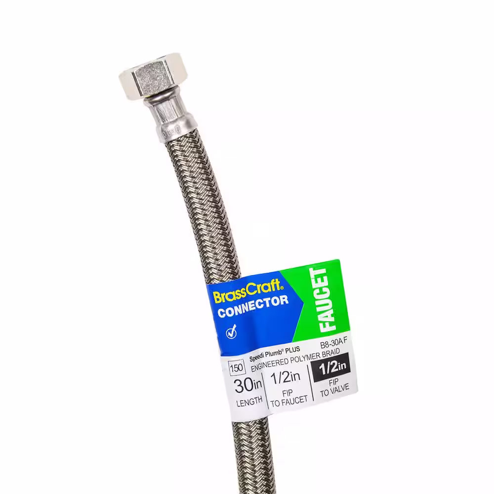 BrassCraft 1/2 in. FIP x 1/2 in. FIP x 30 in. Braided Polymer Faucet Supply Line