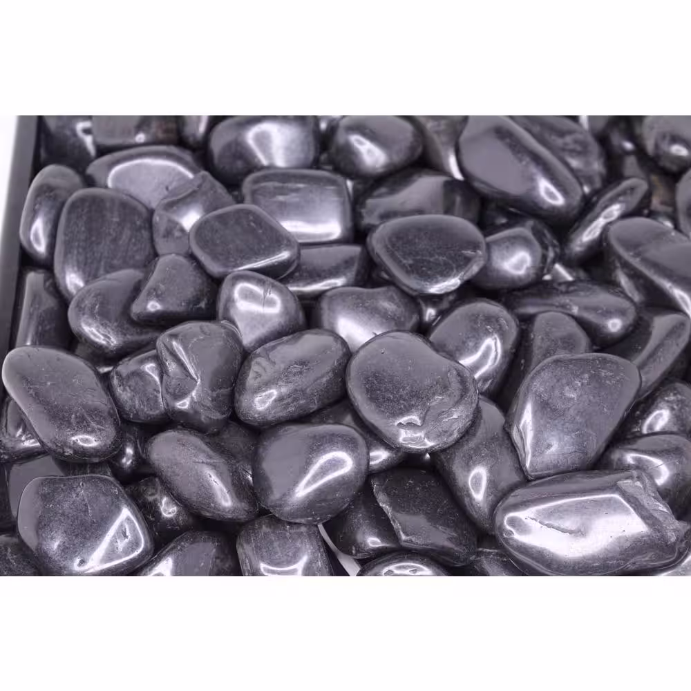 EXOTIC 3/4 in. to 1.5 in. Premium High Polished Black Pebbles (20 lbs. Bag/ .02 cu. ft.)