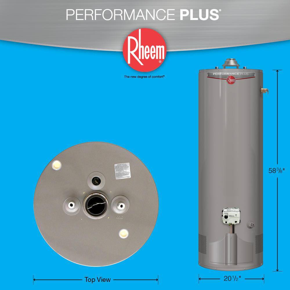 Rheem Performance Plus 50 Gal. Tall 9 Year 38,000 BTU Ultra Low NOx (ULN) Natural Gas Tank Water Heater - Utah Version