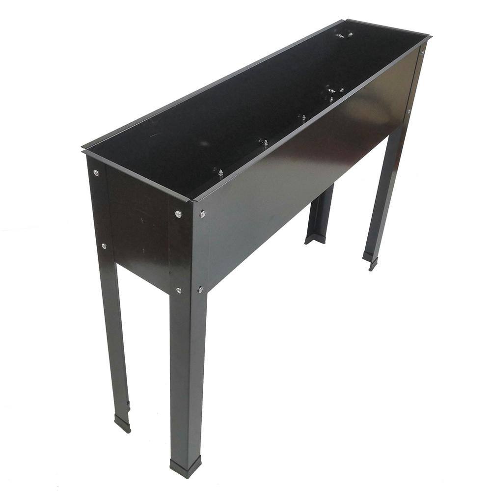 None Outdoor 48 in. x 24 in. Black Metal Raised Garden Bed Planter Box Stand for Backyard