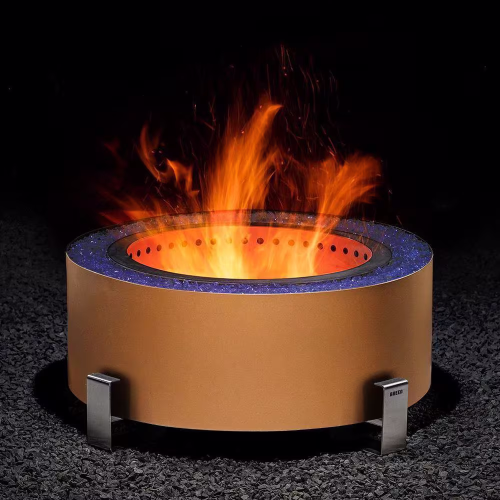 Breeo Luxeve Earth Rust with Dark Blue Glass Outdoor Smokeless Fire Pit
