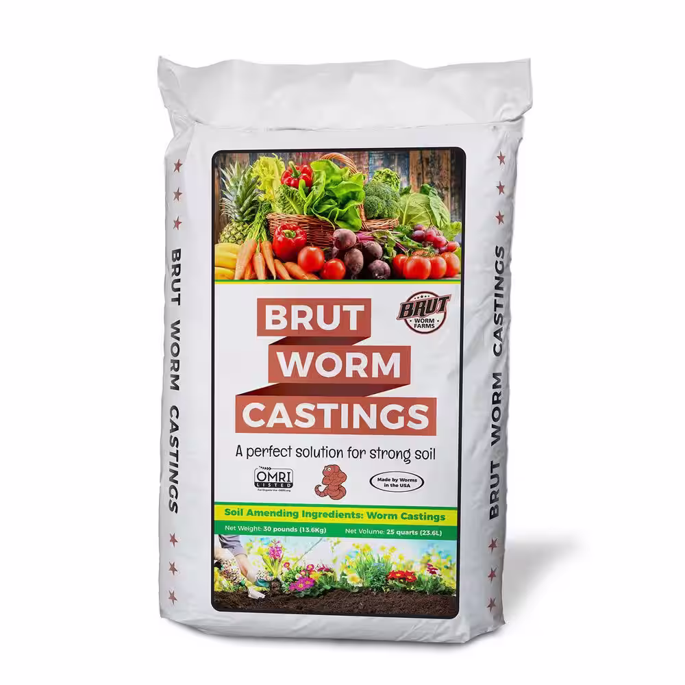 None Organic Worm Castings Soil Builder, 30 Pound Bag (4-Pack)