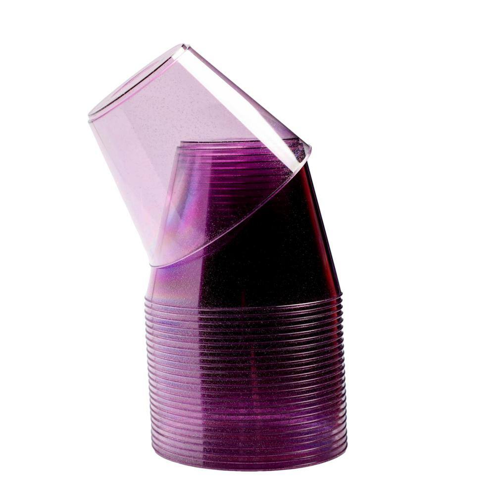 None 9 oz. Purple Glitter Disposable Plastic Cups, Party, Cold Drinks, (110-Pack)