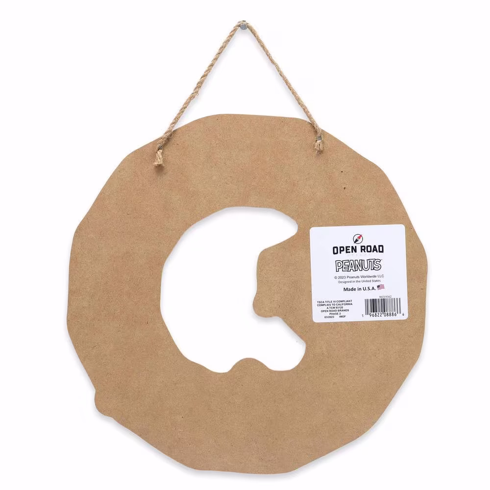 Peanuts Snoopy and Woodstock Snowflake Wreath Christmas Hanging Wood Decorative Sign