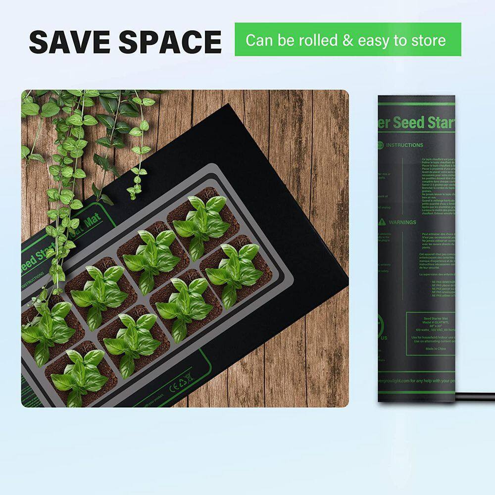 None 20 in. x 21 in. Seedling Heat Mat Upgraded Carbon Film Durable Waterproof Hydroponic Plant Germination Pad (2-Pack)