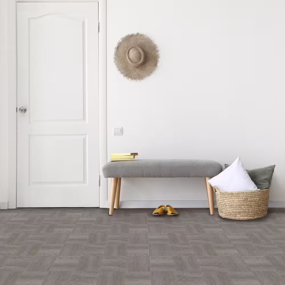 ACHIM Tivoli Charcoal Grey 12 in. x 12 in. Peel and Stick Parquet Vinyl Tile (45 sq. ft. / case)