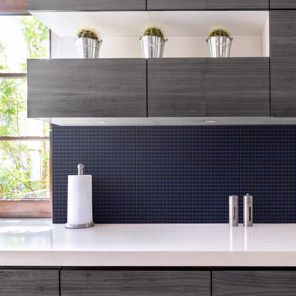 Merola Tile Hudson Edge Blue Eye 12-3/8 in. x 12-3/8 in. Porcelain Mosaic Tile (10.9 sq. ft./Case)