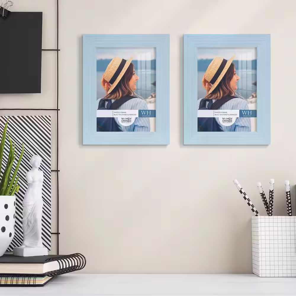 None Grooved 3.5 in. x 5 in. Blue Picture Frame (Set of 2)